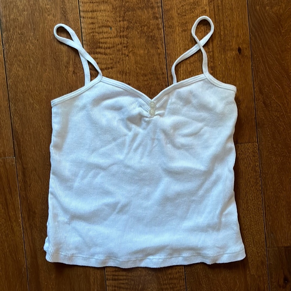 White Brandy Melville Tank With Button Detail